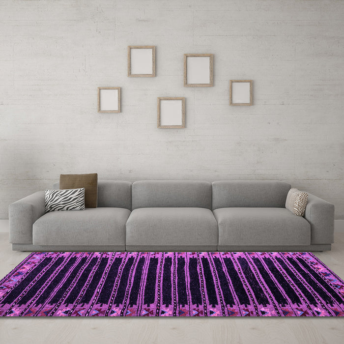 Machine Washable Abstract Purple Modern Area Rugs in a Living Room, wshabs4453pur
