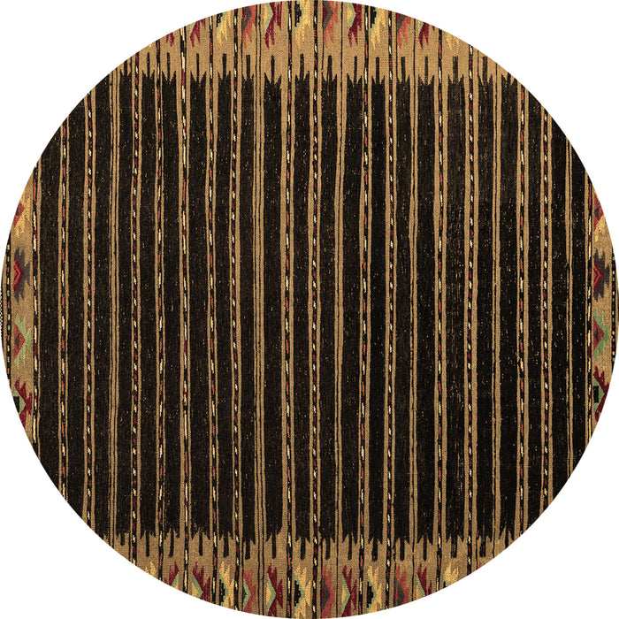 Round Abstract Brown Modern Rug, abs4453brn