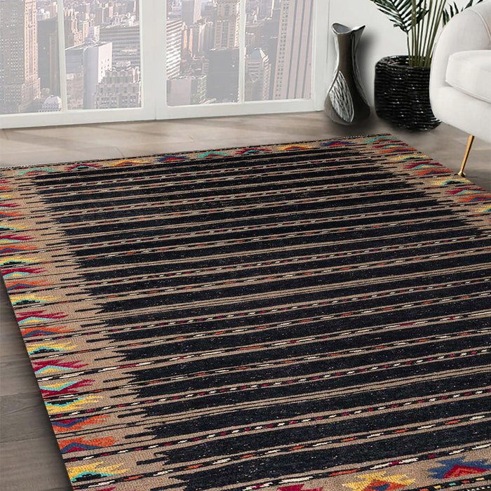 Machine Washable Abstract Brown Rug in a Family Room, wshabs4453