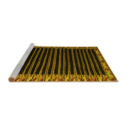 Sideview of Machine Washable Abstract Yellow Modern Rug, wshabs4453yw