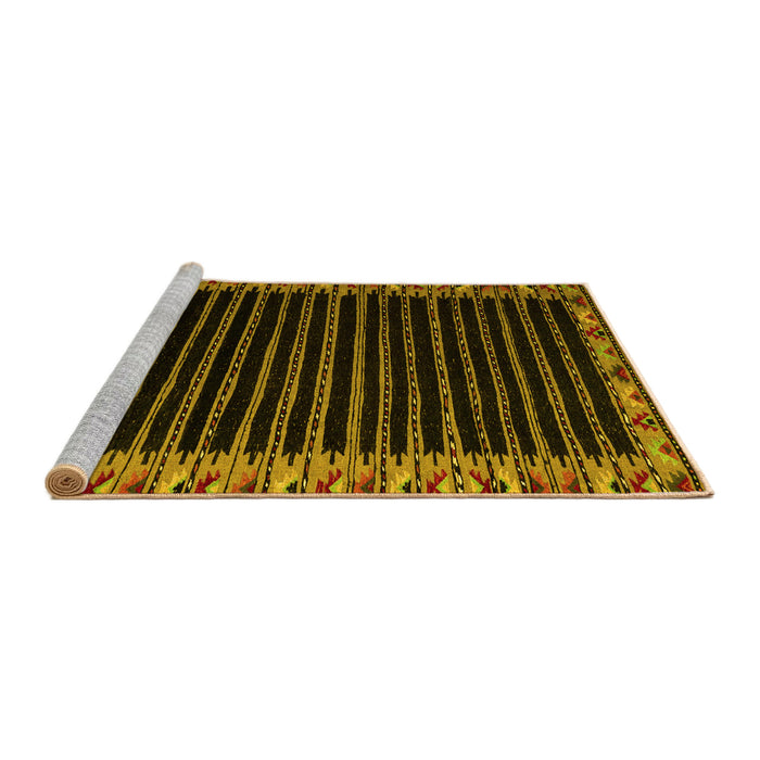 Sideview of Machine Washable Abstract Yellow Modern Rug, wshabs4453yw