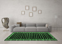 Machine Washable Abstract Emerald Green Modern Rug, wshabs4453emgrn