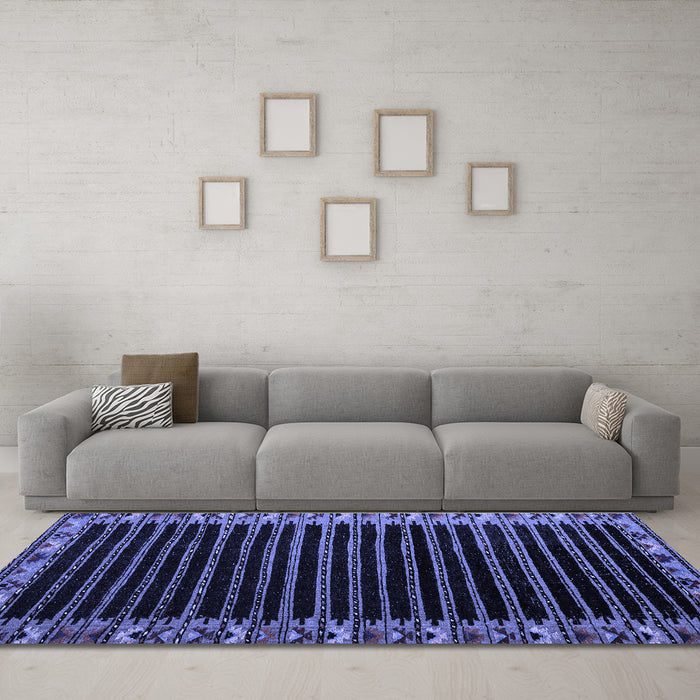 Machine Washable Abstract Blue Modern Rug in a Living Room, wshabs4453blu