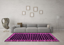 Machine Washable Abstract Pink Modern Rug in a Living Room, wshabs4453pnk