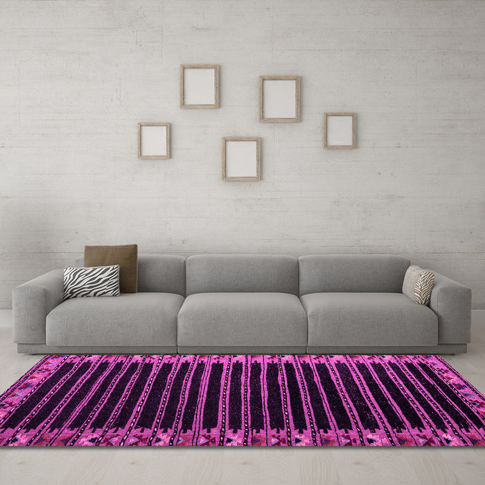 Machine Washable Abstract Pink Modern Rug in a Living Room, wshabs4453pnk