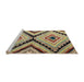 Sideview of Machine Washable Abstract Ginger Brown Green Rug, wshabs4454