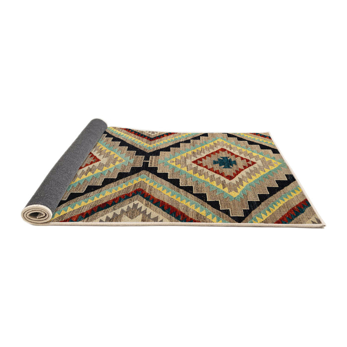 Sideview of Abstract Ginger Brown Green Modern Rug, abs4454