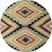 Round Abstract Ginger Brown Green Modern Rug, abs4454