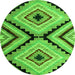 Round Machine Washable Abstract Green Modern Area Rugs, wshabs4454grn