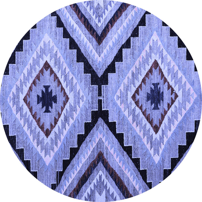 Round Machine Washable Abstract Blue Modern Rug, wshabs4454blu