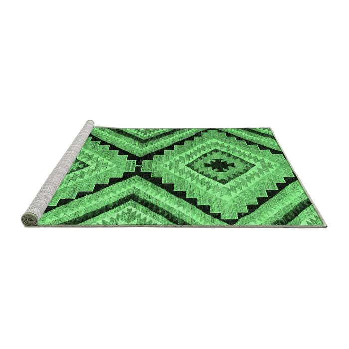 Sideview of Machine Washable Abstract Emerald Green Modern Area Rugs, wshabs4454emgrn
