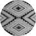 Round Machine Washable Abstract Gray Modern Rug, wshabs4454gry