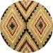 Round Machine Washable Abstract Brown Modern Rug, wshabs4454brn