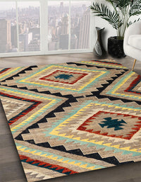 Abstract Ginger Brown Green Modern Rug, abs4454