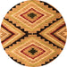 Round Machine Washable Abstract Orange Modern Area Rugs, wshabs4454org