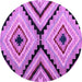 Round Abstract Purple Modern Rug, abs4454pur