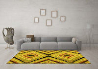 Machine Washable Abstract Yellow Modern Rug, wshabs4454yw