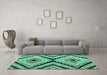 Machine Washable Abstract Turquoise Modern Area Rugs in a Living Room,, wshabs4454turq