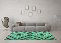 Machine Washable Abstract Turquoise Modern Rug, wshabs4454turq