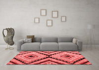 Machine Washable Abstract Red Modern Rug, wshabs4454red