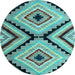 Round Abstract Light Blue Modern Rug, abs4454lblu