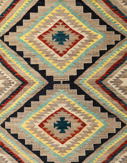 Abstract Ginger Brown Green Modern Rug, abs4454