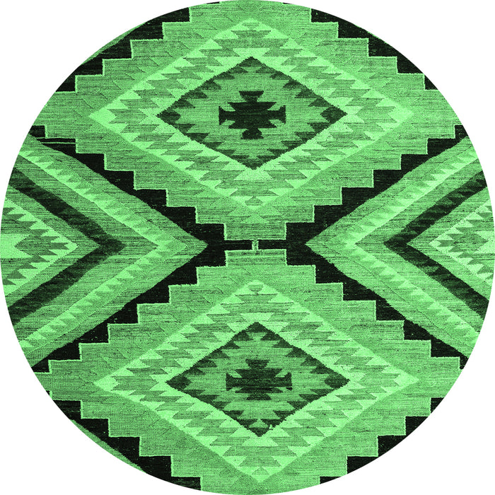 Round Abstract Emerald Green Modern Rug, abs4454emgrn