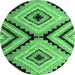 Round Abstract Emerald Green Modern Rug, abs4454emgrn