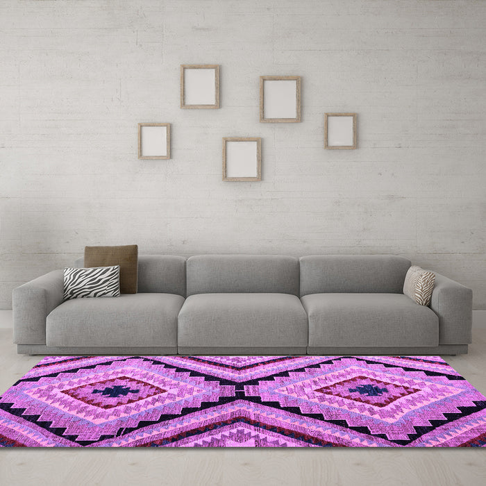 Machine Washable Abstract Purple Modern Area Rugs in a Living Room, wshabs4454pur