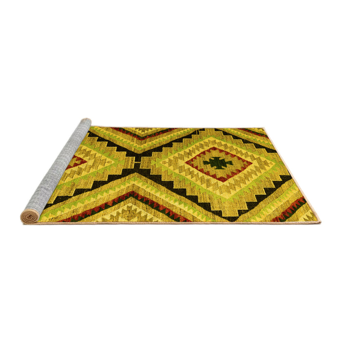 Sideview of Machine Washable Abstract Yellow Modern Rug, wshabs4454yw
