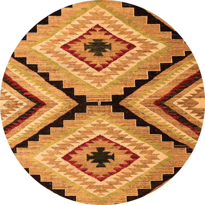 Round Abstract Orange Modern Rug, abs4454org