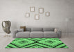 Machine Washable Abstract Emerald Green Modern Area Rugs in a Living Room,, wshabs4454emgrn