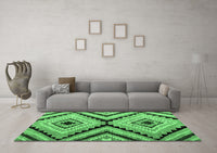 Machine Washable Abstract Emerald Green Modern Rug, wshabs4454emgrn