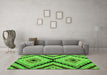 Machine Washable Abstract Green Modern Area Rugs in a Living Room,, wshabs4454grn