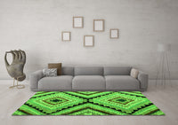 Machine Washable Abstract Green Modern Rug, wshabs4454grn