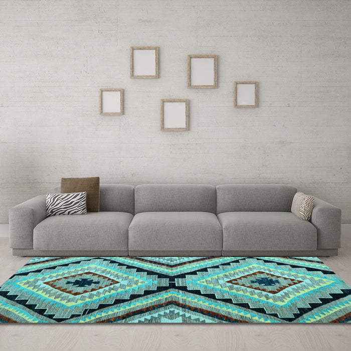 Machine Washable Abstract Light Blue Modern Rug in a Living Room, wshabs4454lblu