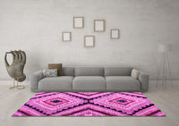 Machine Washable Abstract Pink Modern Rug, wshabs4454pnk