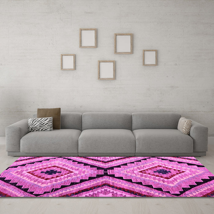 Machine Washable Abstract Pink Modern Rug in a Living Room, wshabs4454pnk