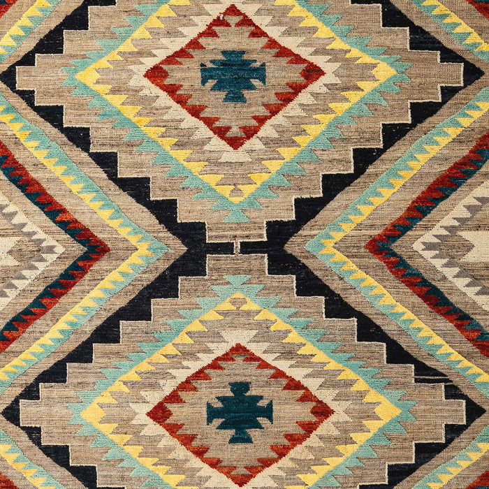 Machine Washable Abstract Ginger Brown Green Rug, wshabs4454