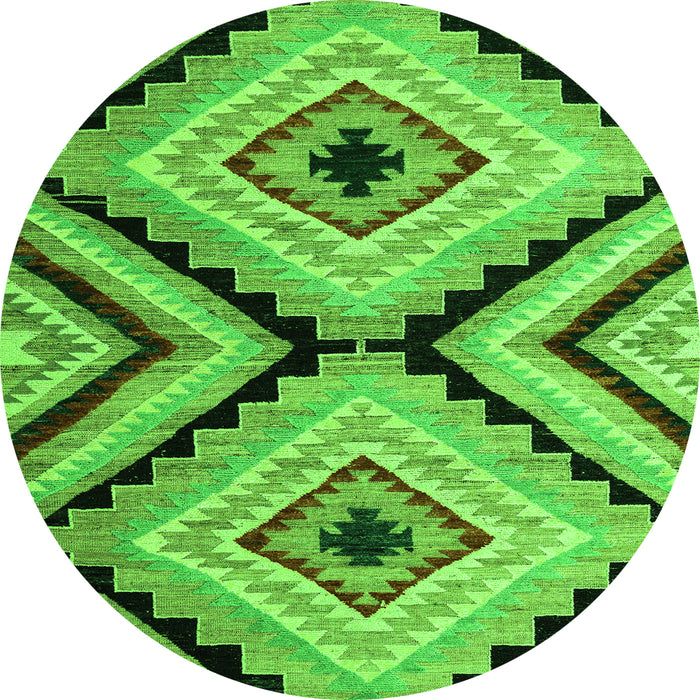Round Abstract Green Modern Rug, abs4454grn