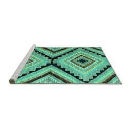 Sideview of Machine Washable Abstract Turquoise Modern Area Rugs, wshabs4454turq