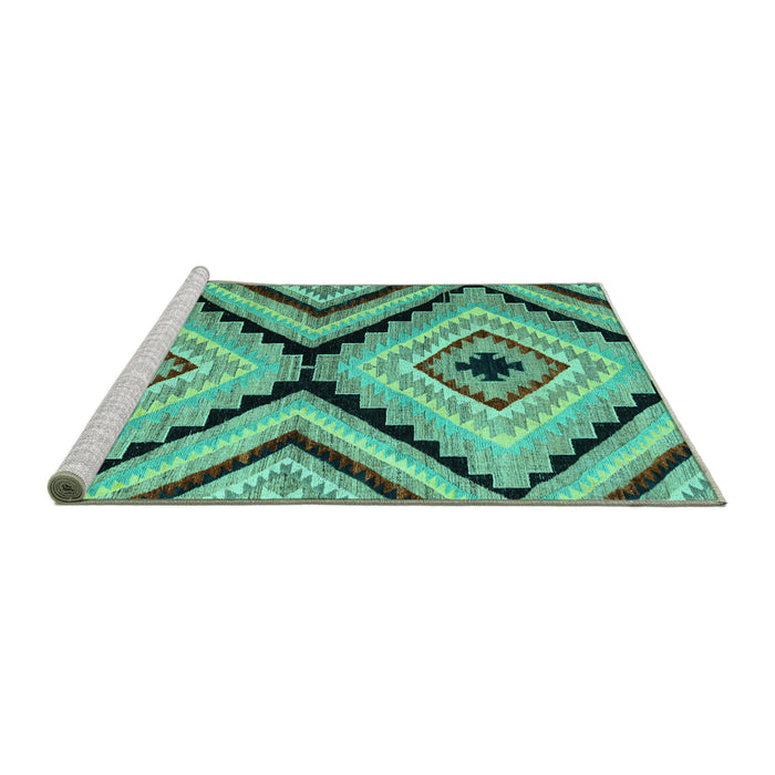 Sideview of Machine Washable Abstract Turquoise Modern Area Rugs, wshabs4454turq
