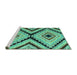 Sideview of Machine Washable Abstract Turquoise Modern Area Rugs, wshabs4454turq