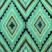 Square Machine Washable Abstract Turquoise Modern Area Rugs, wshabs4454turq