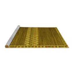 Sideview of Machine Washable Abstract Yellow Modern Rug, wshabs4455yw