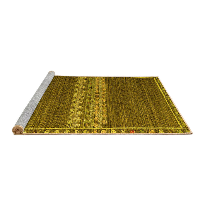 Sideview of Machine Washable Abstract Yellow Modern Rug, wshabs4455yw