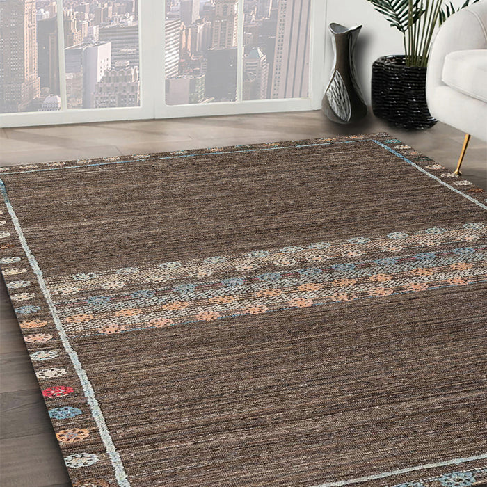 Machine Washable Abstract Bakers Brown Rug in a Family Room, wshabs4455
