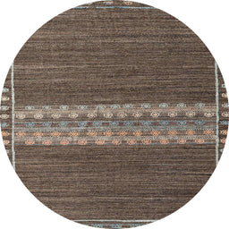 Round Machine Washable Abstract Bakers Brown Rug, wshabs4455