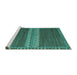 Sideview of Machine Washable Abstract Turquoise Modern Area Rugs, wshabs4455turq