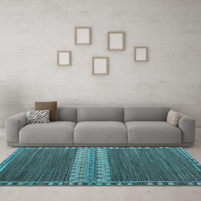 Machine Washable Abstract Light Blue Modern Rug in a Living Room, wshabs4455lblu